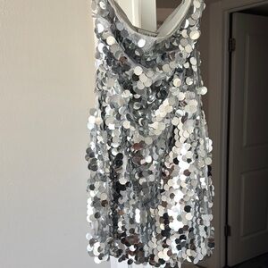 12th Tribe Silver Sequin Mini Dress